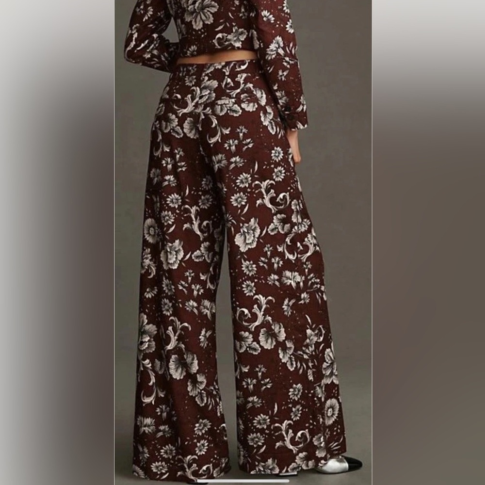 By Anthropologie Floral Low Rise Wide Leg pants